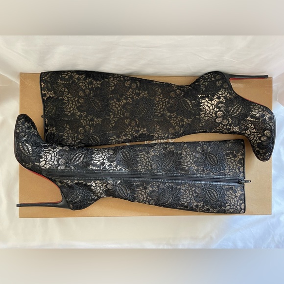 CHRISTIAN LOUBOUTIN Kid Rete Guipure Wax Tennissina 100mm size 37. - Picture 2 of 4